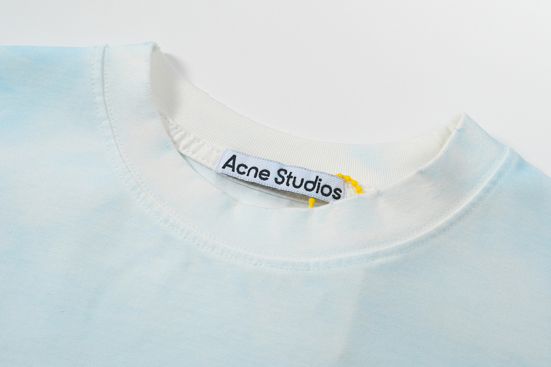Acne Studios 118 AC LOGO Print Short Sleeve T White Light Blue Dark S-XL 8046# - Image 5