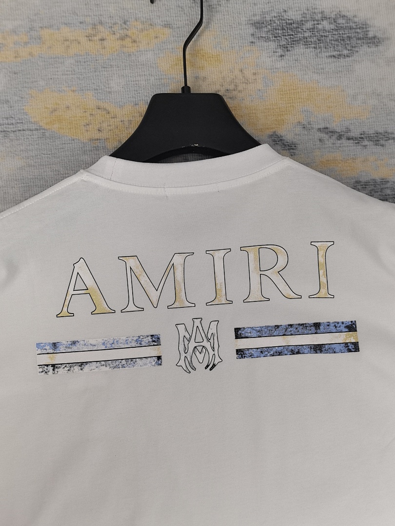 AMIRI 118 Wide Version Model Short Sleeve T Logo Print High Wind Black White S M L XL 9904# - Image 29