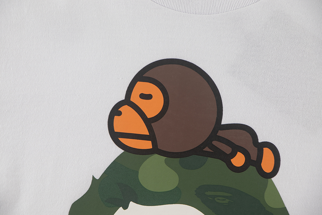 Bape 148 TOP Print Collar Short Sleeve T Black White S-XL - Image 16