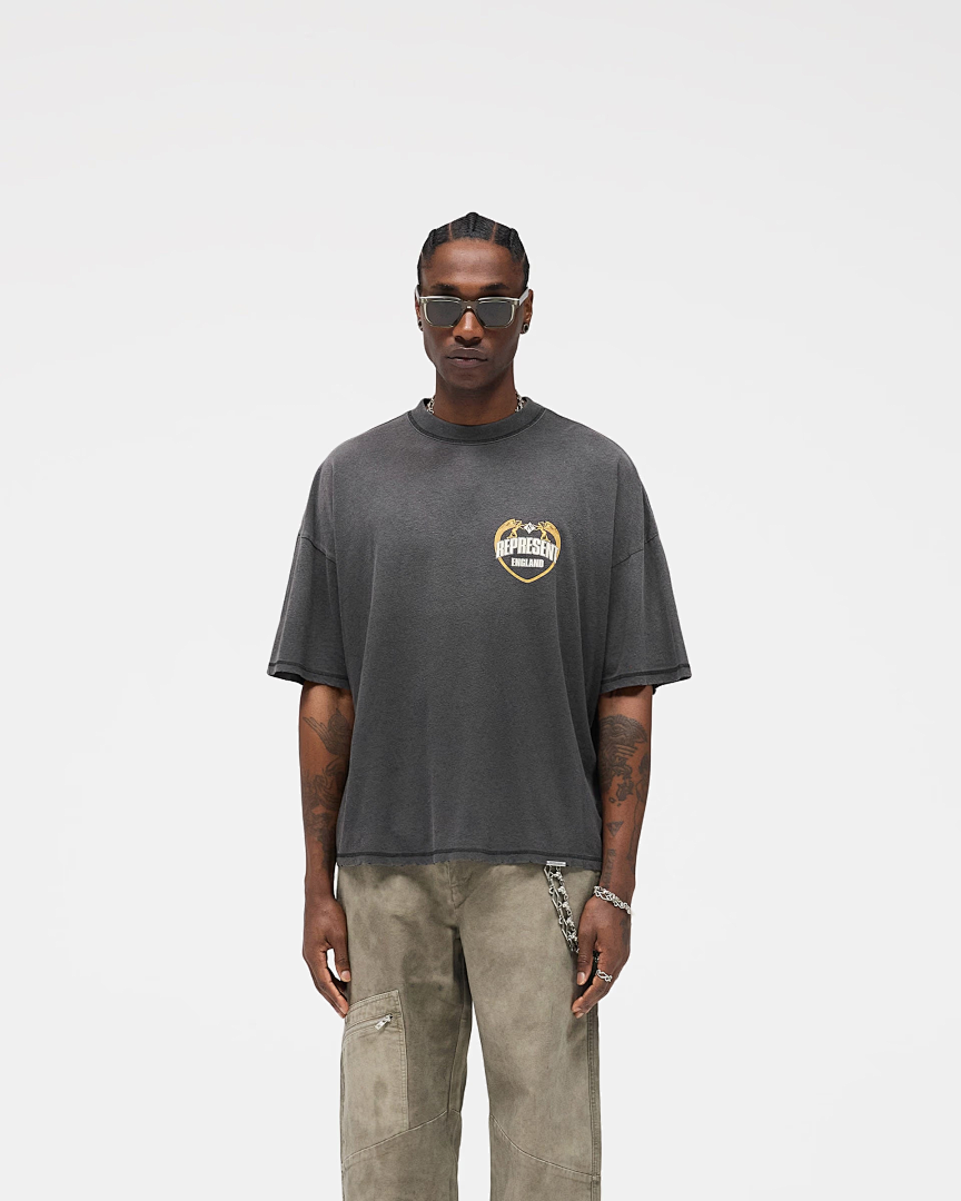 Represent 138 REPRESENT Angel Border T-Shirt Sky R Logo Collar Short Sleeve T : White Washed Black S M L - Image 11