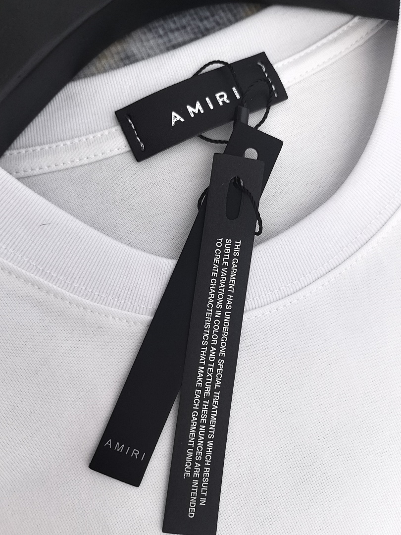 AMIRI 118 Wide Version Model Short Sleeve T Logo Print High Wind Black White S M L XL 9913# - Image 27