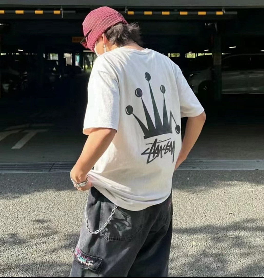 Stussy 98 STU 24SS REGAL CROWN TEE PIGMENT DYED Print Short Sleeve T : Black White S M L - Image 8