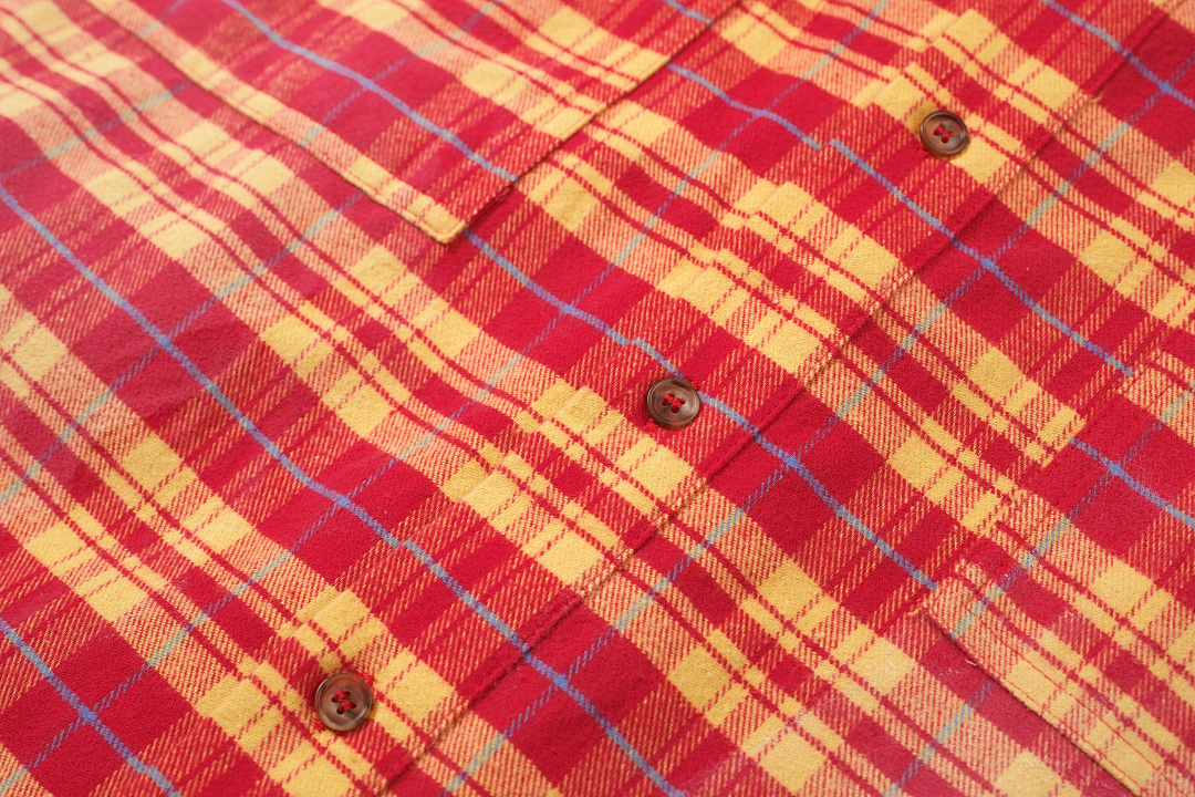 Unbranded 268 FAR FARFROMWHAT WASHED FLANNEL SHIRTS Water Ink Red Yellow S-L 3270# - Image 6