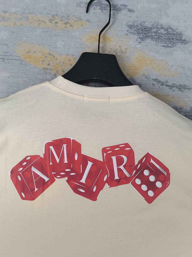 AMIRI 118 Wide Version Model Short Sleeve T Logo Print High Wind Black Apricot S M L XL 9910# - Image 37