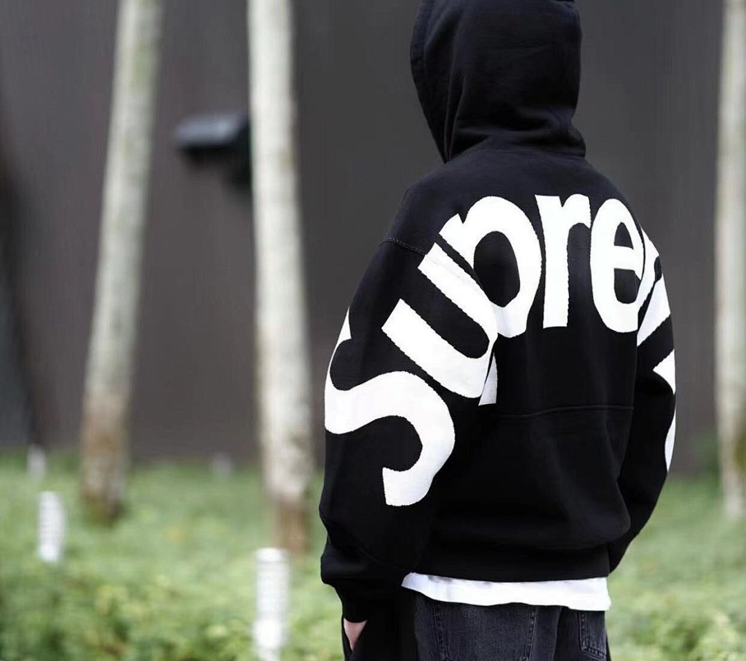Supreme 298 BIG LOGO JACQUARD HOODED SWEATSHIRT Black Grey S M L - Image 21