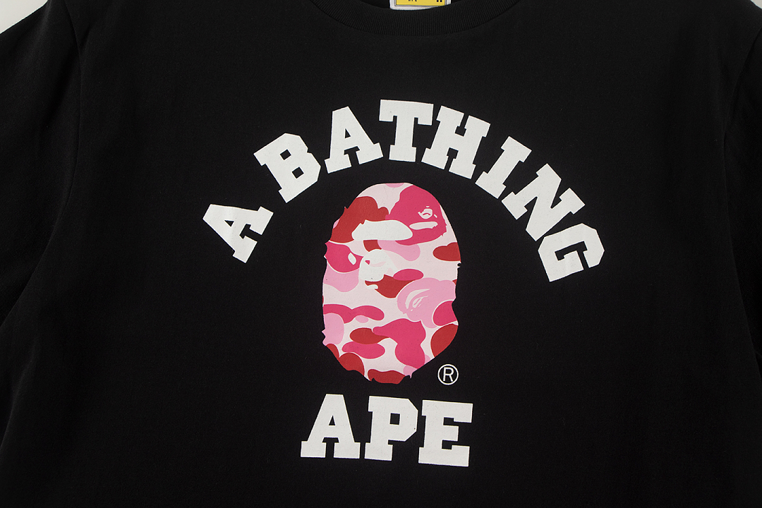 Bape 148 TOP Print Collar Short Sleeve T Black S-XL - Image 7