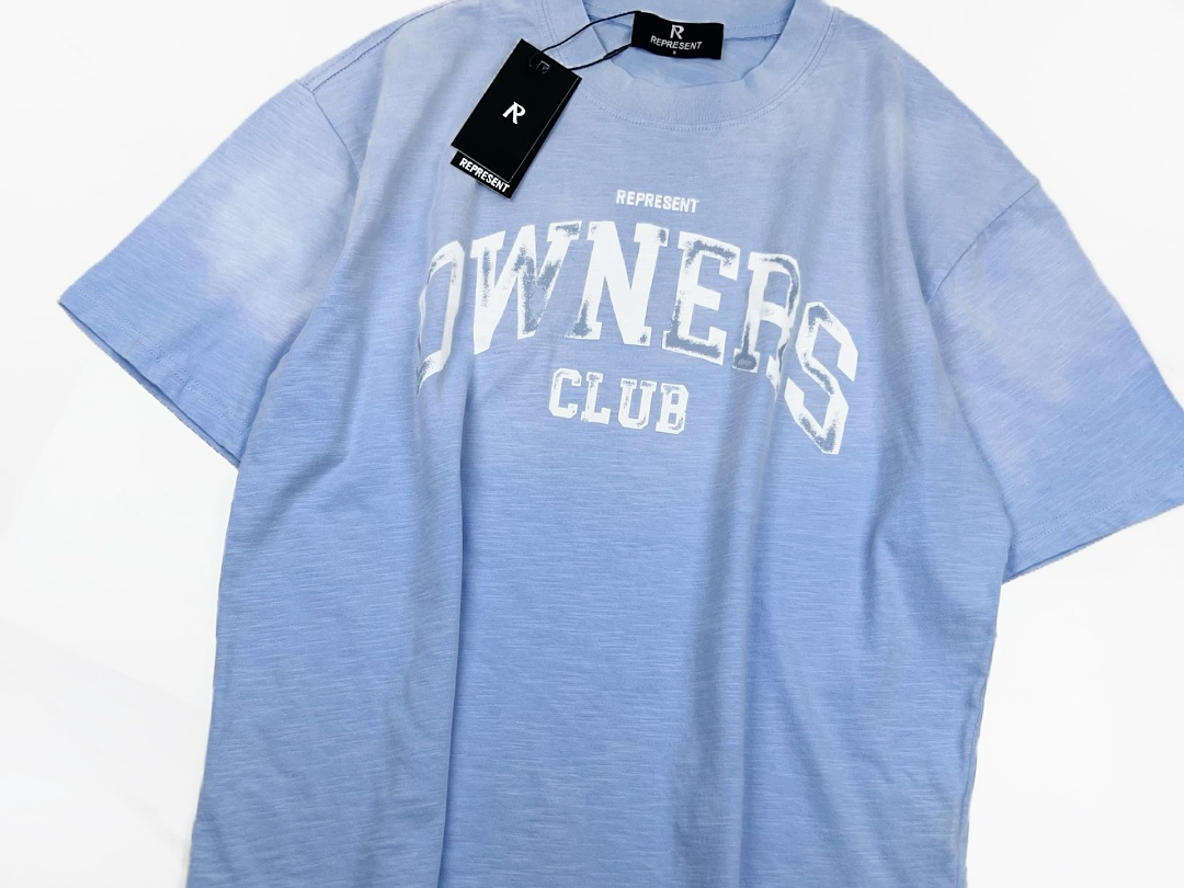 Off-White 128 REPRESENT New High Mens Womens Top Wide Short Sleeve T : S M L XL Washed Blue Off (White) - Image 11