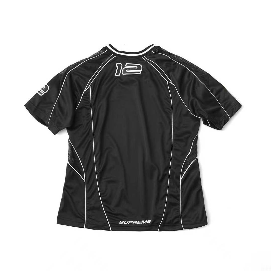 Supreme 248 FW25 WEEK11 Piping Soccer Jersey Embroidered Short Sleeve : Black Wine Red Blue S M L - Image 6