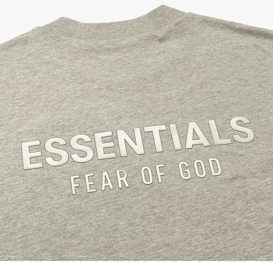 Essentials 118 SS25 Classic Hoodie Label Print Short Sleeve Silk Silver Gum : XS-XL (Grey Brown Oatmeal) - Image 12