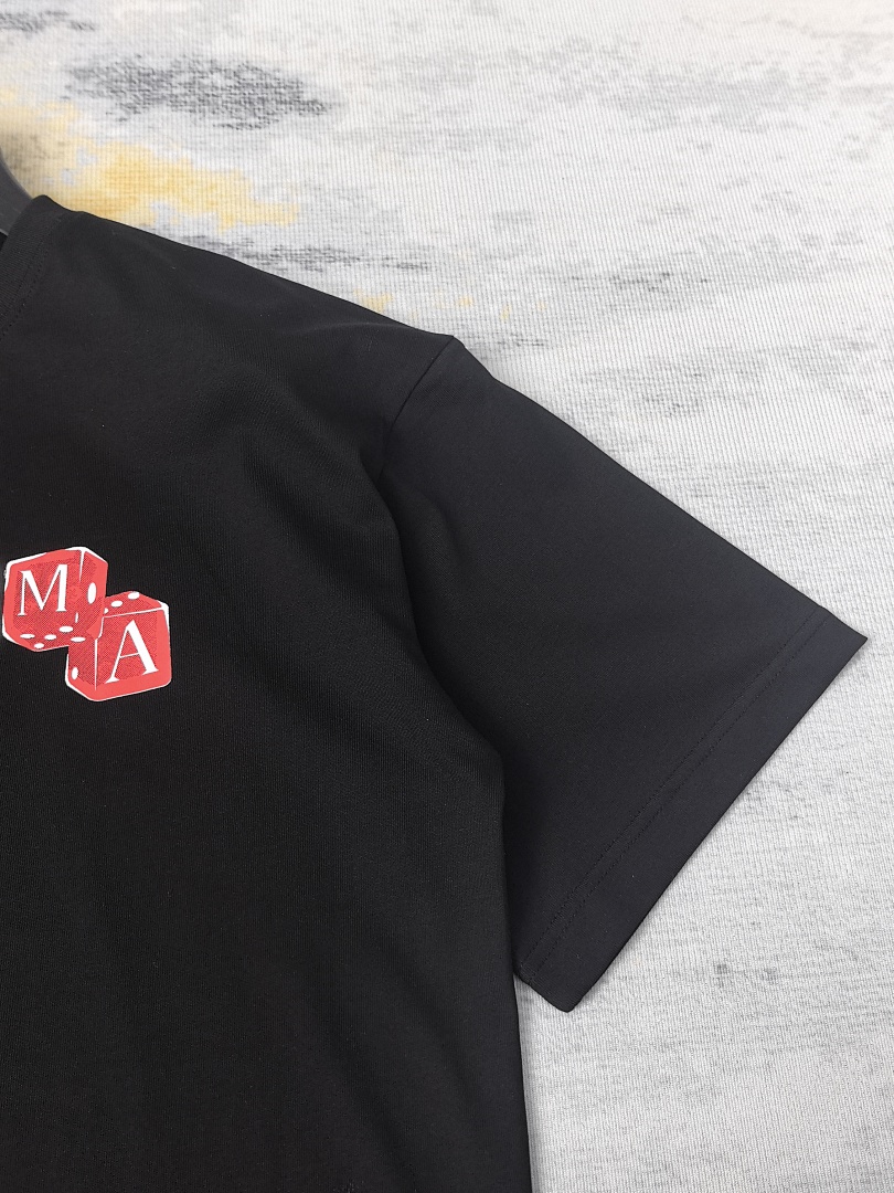 AMIRI 118 Wide Version Model Short Sleeve T Logo Print High Wind Black Apricot S M L XL 9910# - Image 28