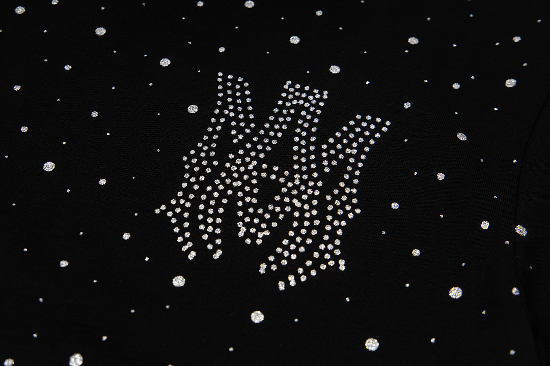AMIRI 128 26Ss New Logo Diamond Starry Short Sleeve T Black White S M L XL 9928# - Image 7