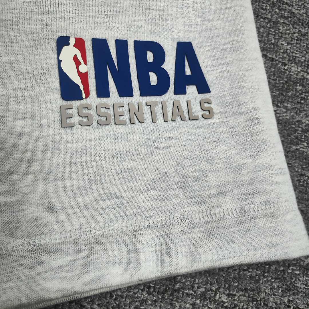 Essentials 178 Essx NBA Collab FW24 Sweatshorts Label Lace Up Short : Light Mist Grey Black :S-XL - Image 13