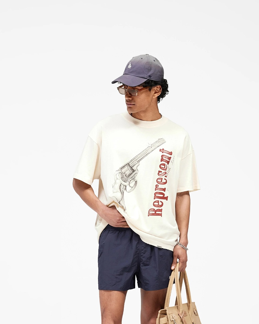 Represent 138 REPRESENT New High Mens Womens Top Wide Short Sleeve : S M L XL Cream Apricot - Image 25