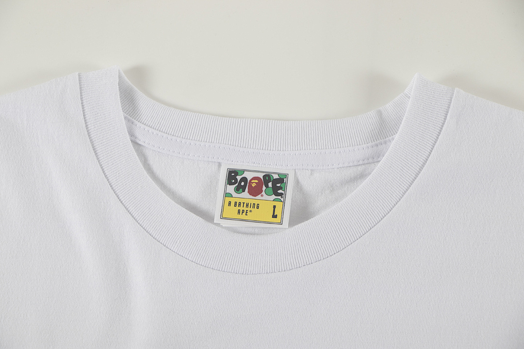 Bape 148 TOP Print Collar Short Sleeve T Black White S-XL - Image 14