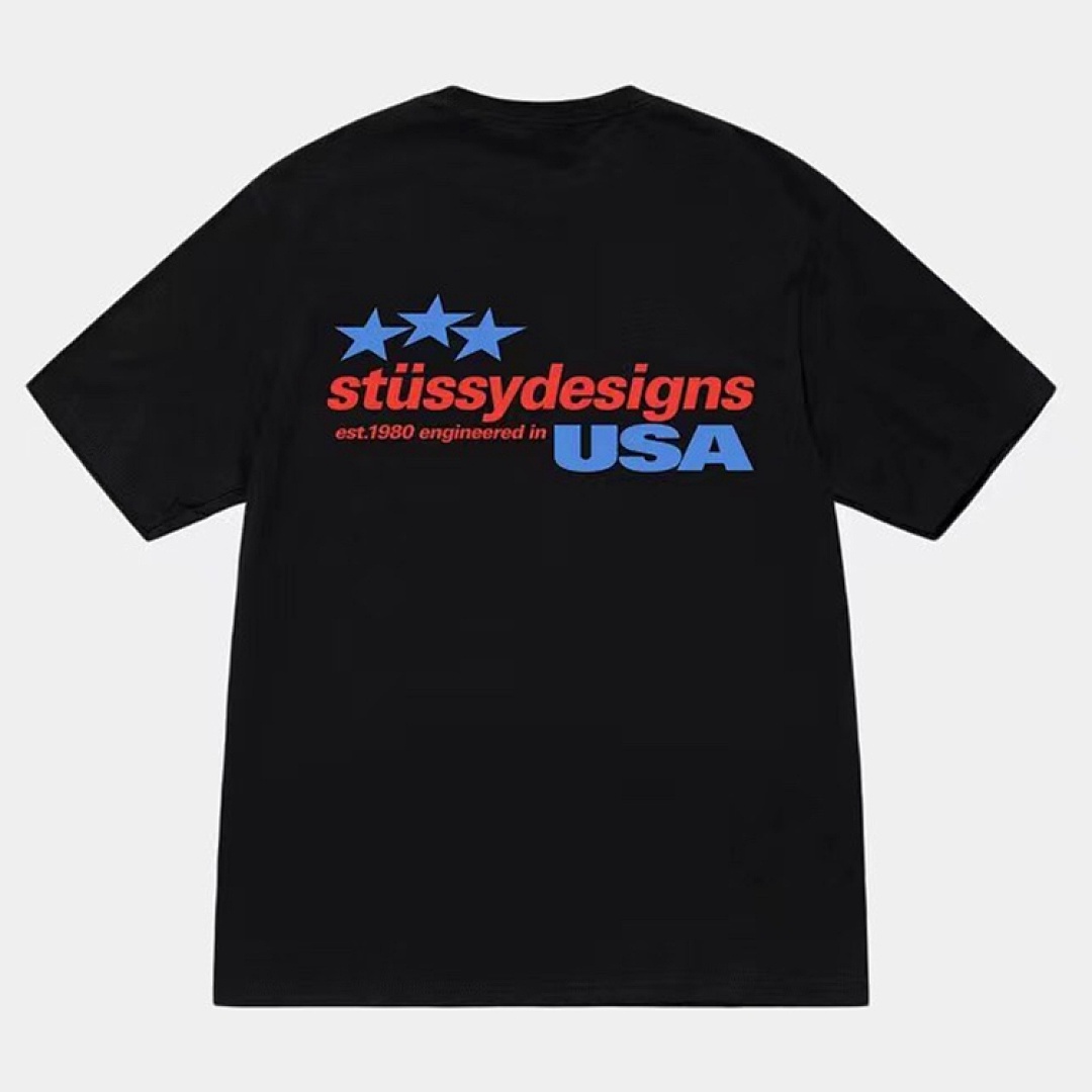 Stussy 98 STU SS23 STUSSY DESIGNS USA TEE Star Print Short Sleeve T : Black White S M L XL Y0786#