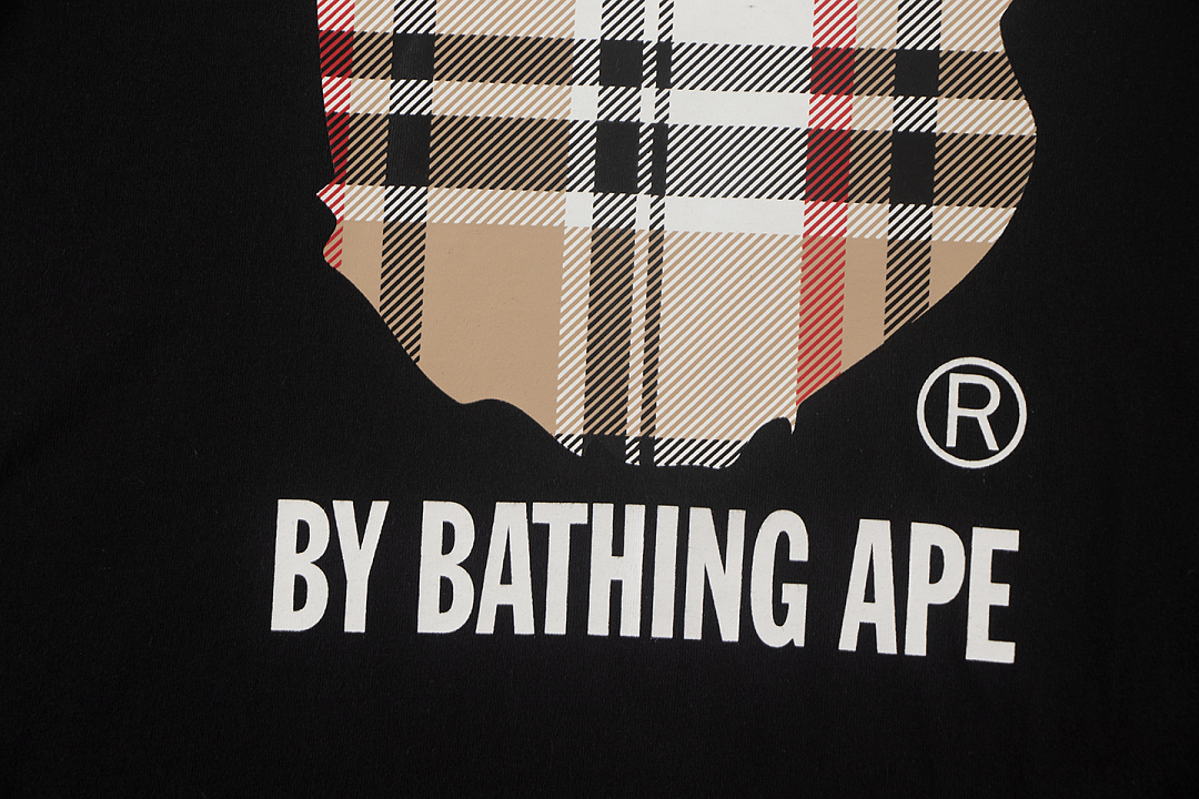 Bape 148 TOP Print Collar Short Sleeve T Black White S-XL - Image 8