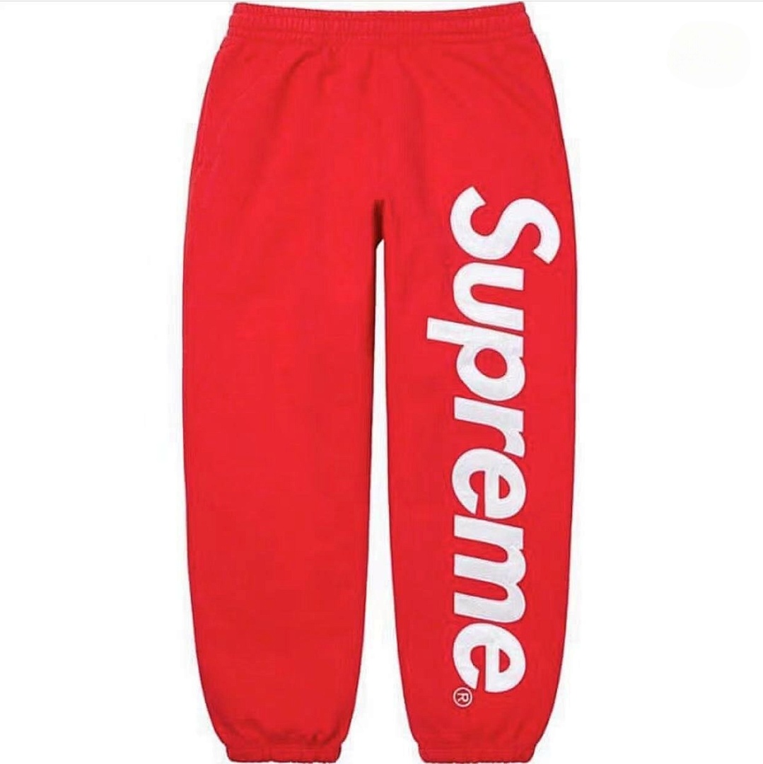 Supreme 238 22FW Satin Applique Sweatpant Big Logo Velvet Cotton Black Floral Grey Blue Red Green Brown Light Orange Purple Khaki S M L XL 1309# - Image 15