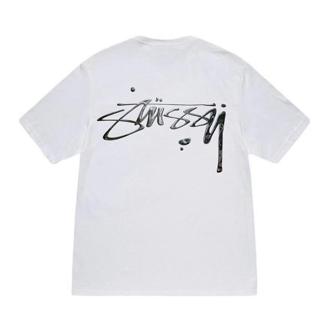 Stussy 98 STU MERCURY TEE Water Silver Fruit Logo Print Collar Short Sleeve T : White Black S M L XL Y1315# - Image 5