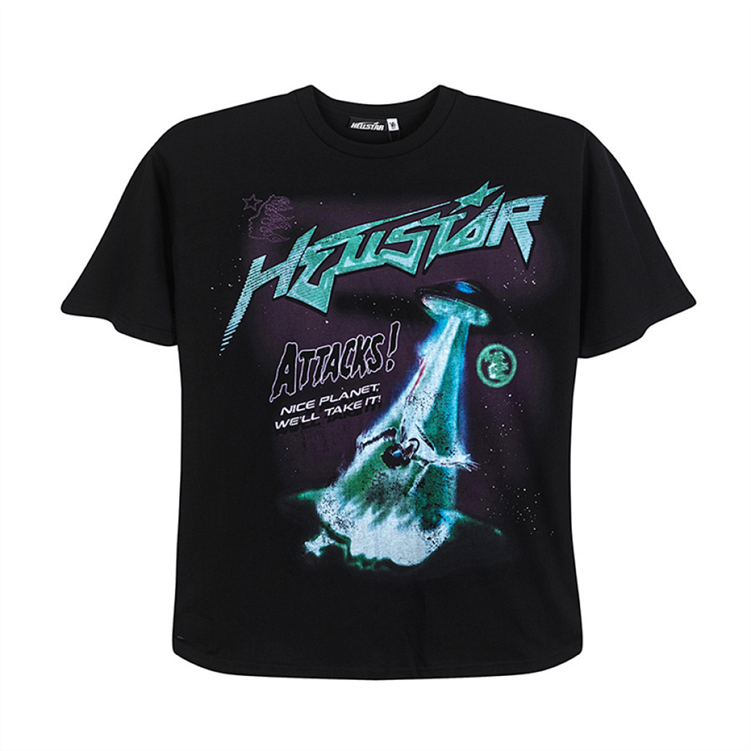 Hellstar 138 Hellstar Studios Attacks Tee Star Big Logo Mens Womens Solid Cotton Short Sleeve T Black White S-M-L-XL - Image 14