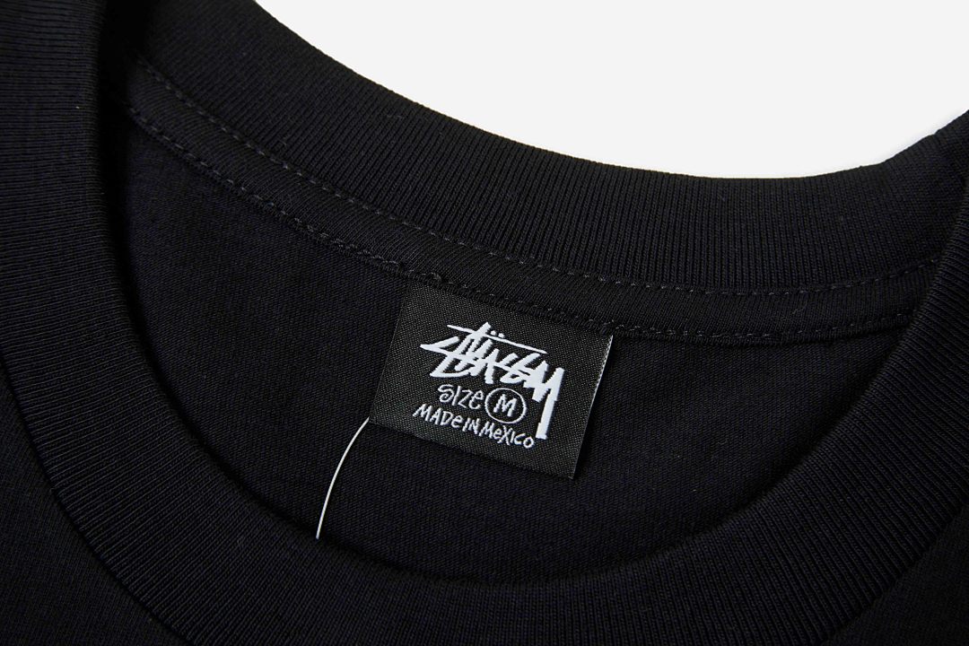 Stussy 108 Stu FW24 DNA TEE PIGMENT DYED LOGO Print Wide Collar Short Sleeve T Black White S M L - Image 6
