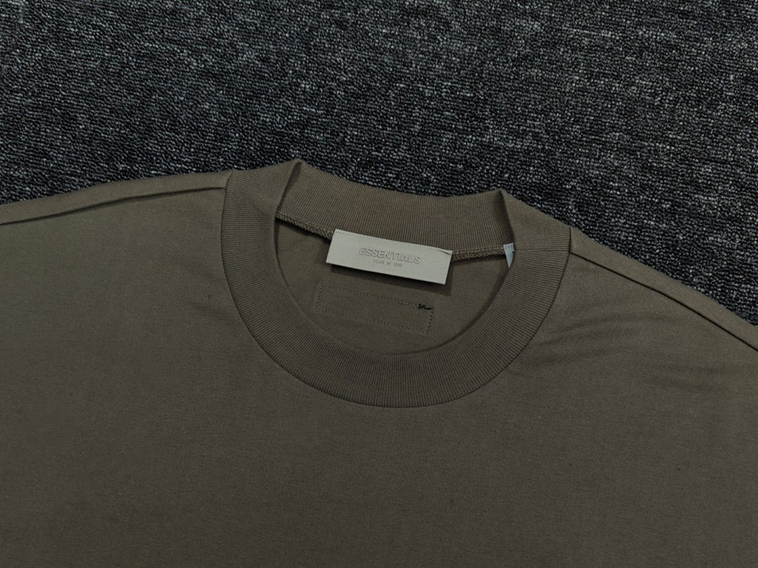Essentials 118 Ess Double Velvet Solid Cotton Short Sleeve T Coffee Grey Black White Smoke Red XS-XL - Image 38