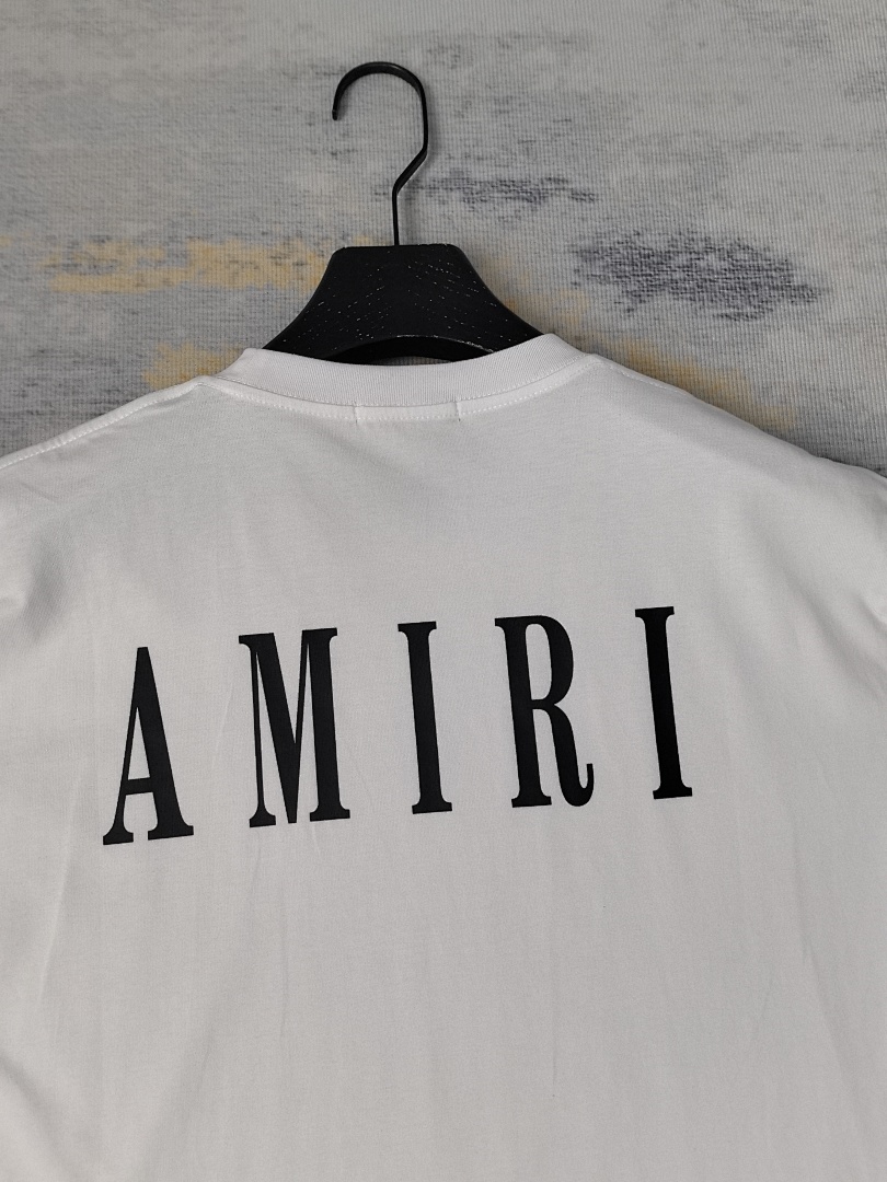 AMIRI 118 Wide Version Model Short Sleeve T Logo Print High Wind Black White S M L XL 9916# - Image 28