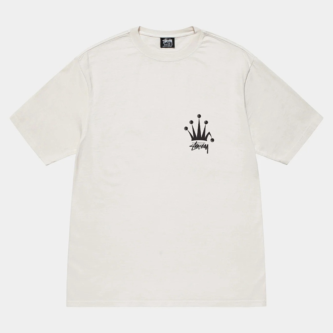 Stussy 98 STU 24SS REGAL CROWN TEE PIGMENT DYED Print Short Sleeve T : Black White S M L - Image 4