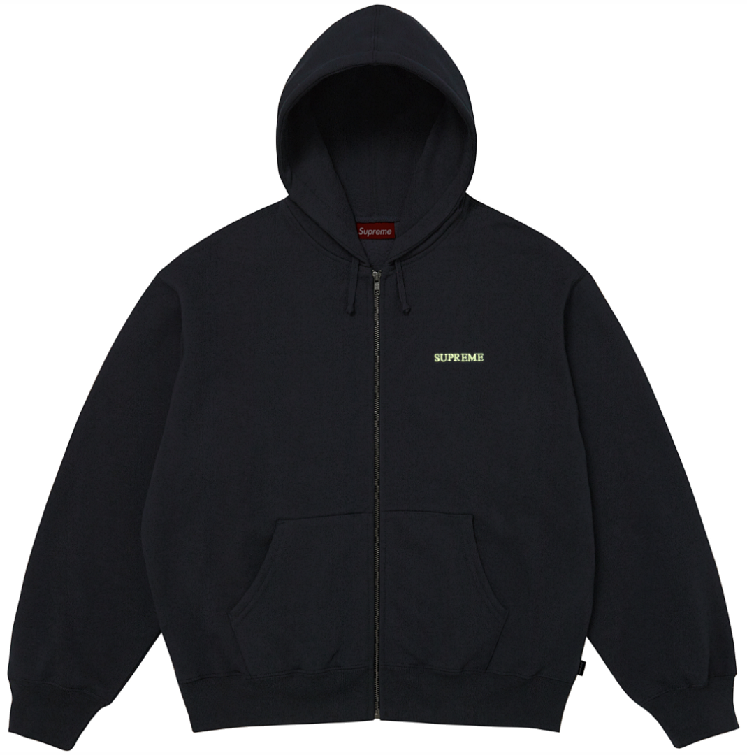 Supreme 378 FW25 IDGAF ZIP UP HOODED Embroidered (Black Grey) - Image 32