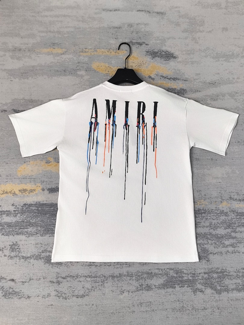 AMIRI 118 Wide Version Model Short Sleeve T Logo Print High Wind Black White S M L XL 9905# - Image 31