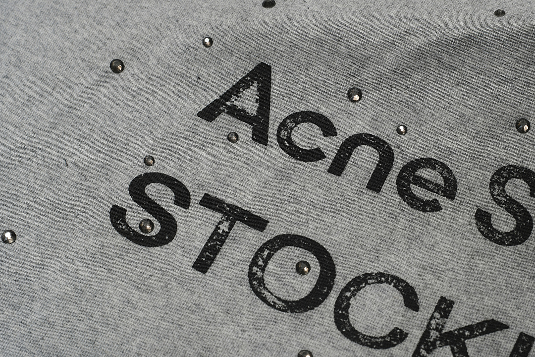 Acne Studios 138 AC Diamond LOGO Print Short Sleeve T White Grey Pink S-XL 8056# - Image 7