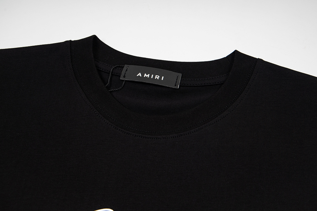 AMIRI 118 Wide Version Model Short Sleeve T Logo Print High Wind 260 Solid Cotton Black White S M L XL 9919# - Image 5