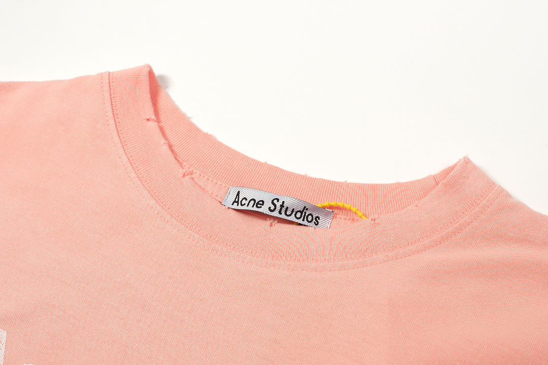 Acne Studios 118 AC LOGO Print Short Sleeve T Pink Floral Grey Black White Red Olive Green Dark Blue Spring Purple S-XL 8026# - Image 6