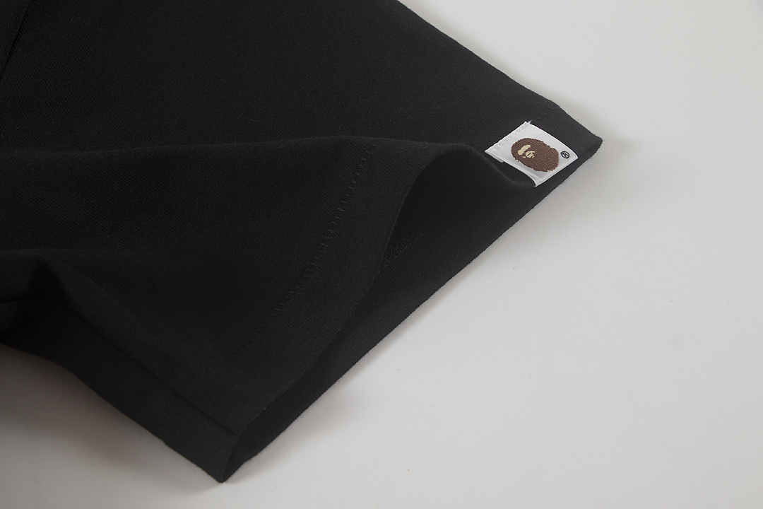 Bape 148 TOP Print Collar Short Sleeve T Black White S-XL - Image 10