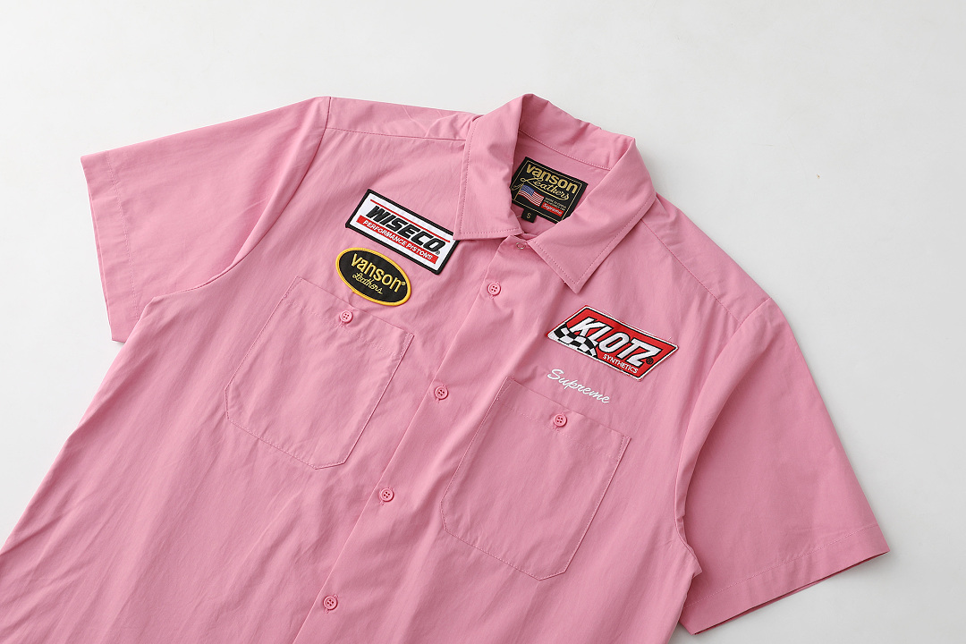 Supreme 338 FW25 WEEK8 S/S Work Shirt Leather Label Floral Striped Short Sleeve : Black Pink White S M L - Image 28