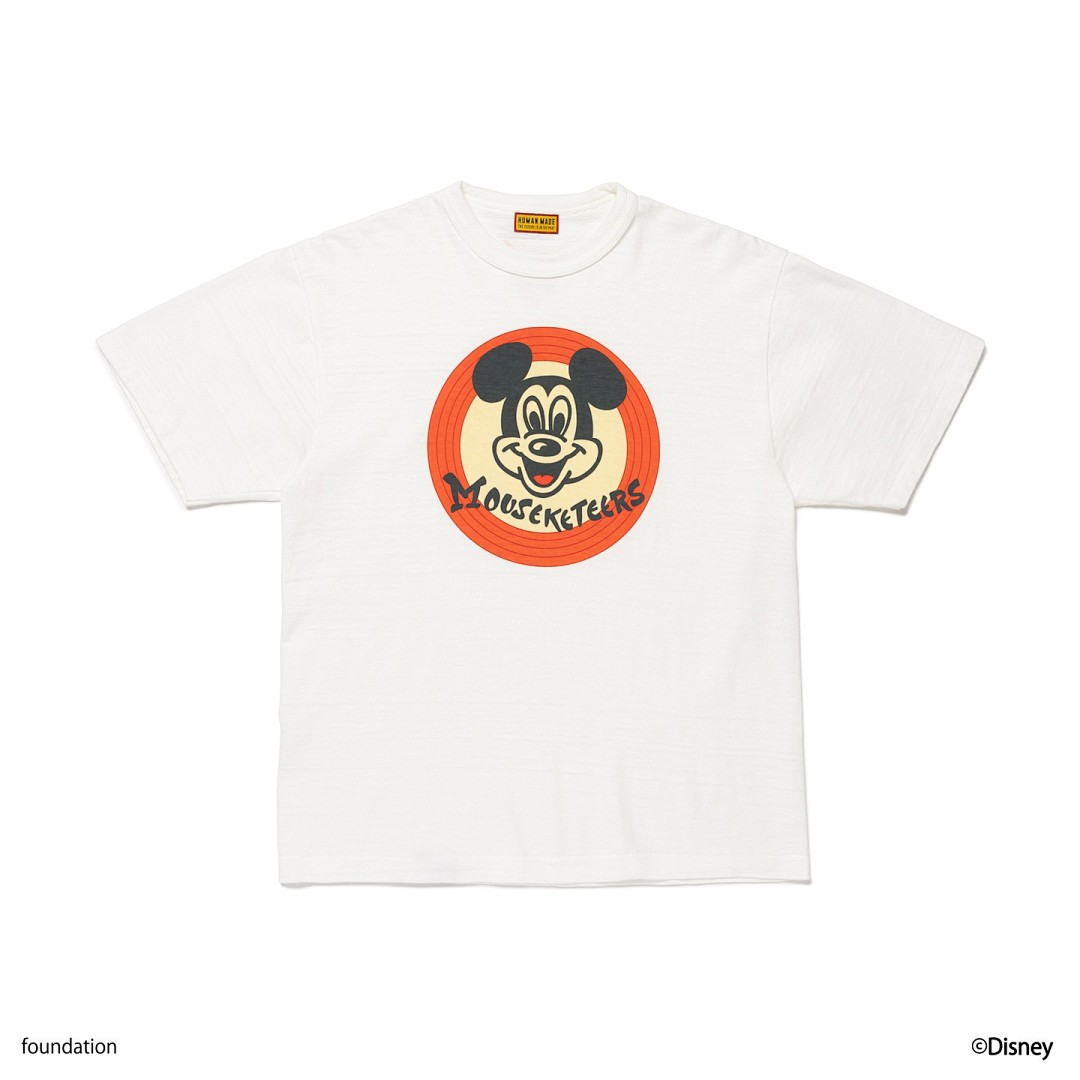 Human Made 118 Human Made X Mickey Mouse Club Tee Cream Classic Collab Limited Exclusive Khaki Print Cotton Short Sleeve T : White S M L
