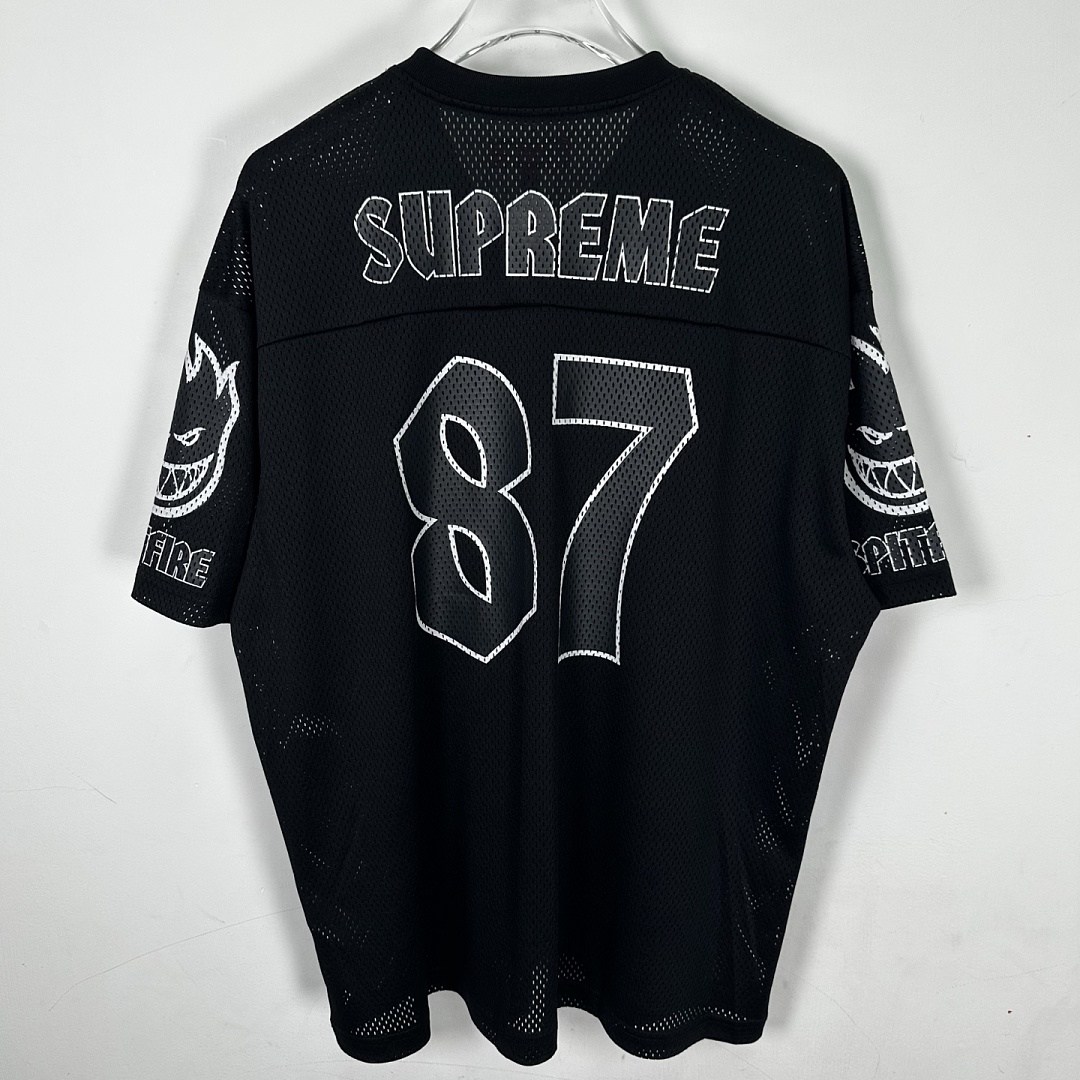 Supreme 218 SPITFIRE FOOTBALL JERSEY Fire Flame V Collar Short Sleeve Olive Black Red S - Image 5