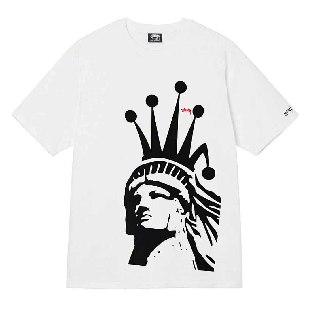 Stussy 108 Stu Statue Of Liberty Print Short Sleeve T : Black White Grey S Ｍ L XL XXL - Image 15