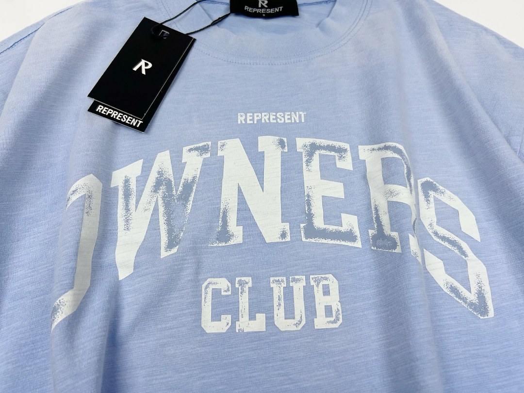 Off-White 128 REPRESENT New High Mens Womens Top Wide Short Sleeve T : S M L XL Washed Blue Off (White) - Image 12