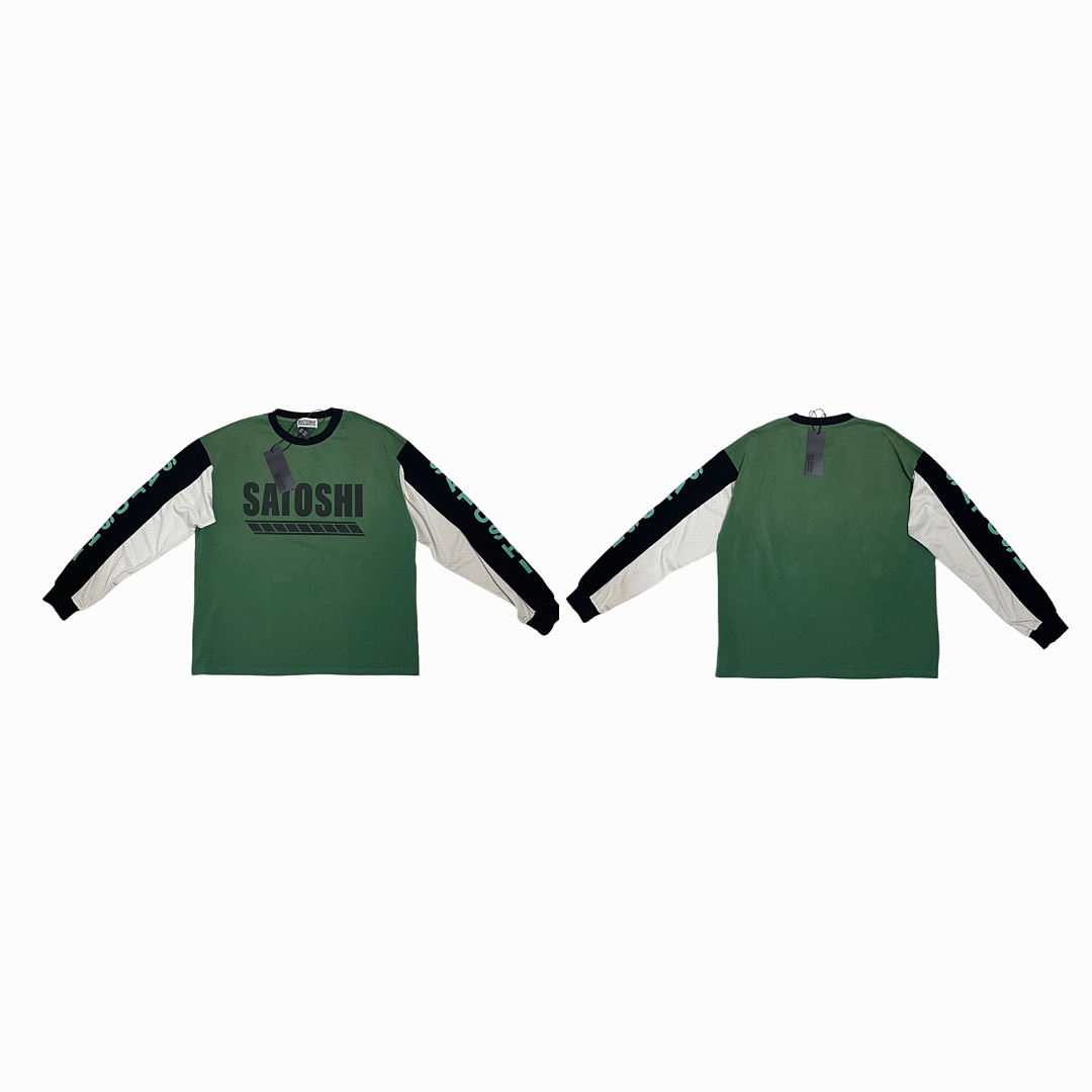 Unbranded 148 Satoshi Nakamoto Blue Patchwork Collar Long Sleeve : Green S M L - Image 4