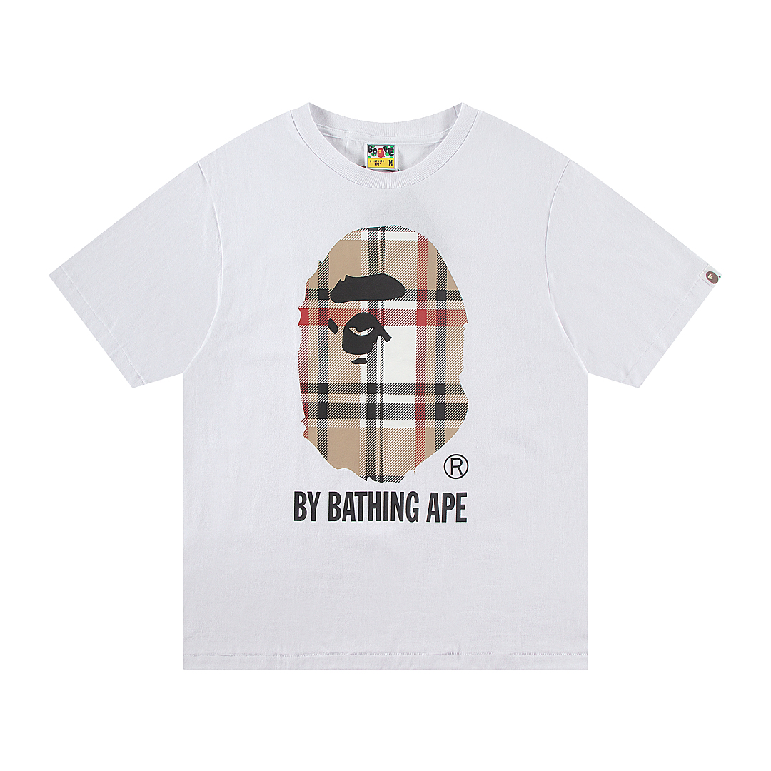 Bape 148 TOP Print Collar Short Sleeve T Black White S-XL - Image 12