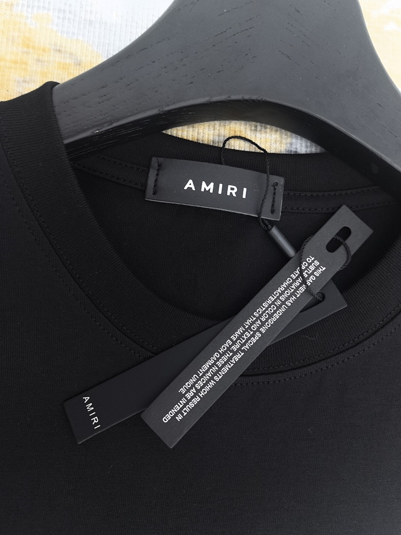 AMIRI 118 Wide Version Model Short Sleeve T Logo Print High Wind Black White S M L XL 9905# - Image 27