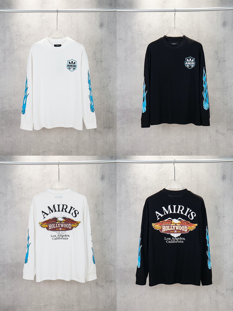 AMIRI 138 Wide Version Model Long Sleeve T Black White S M L XL 603# - Image 24