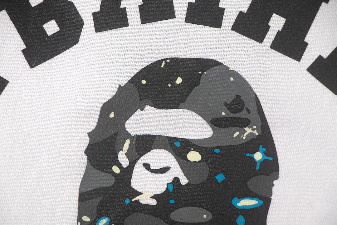 Bape 148 TOP Print Collar Short Sleeve T Black White S-XL - Image 19
