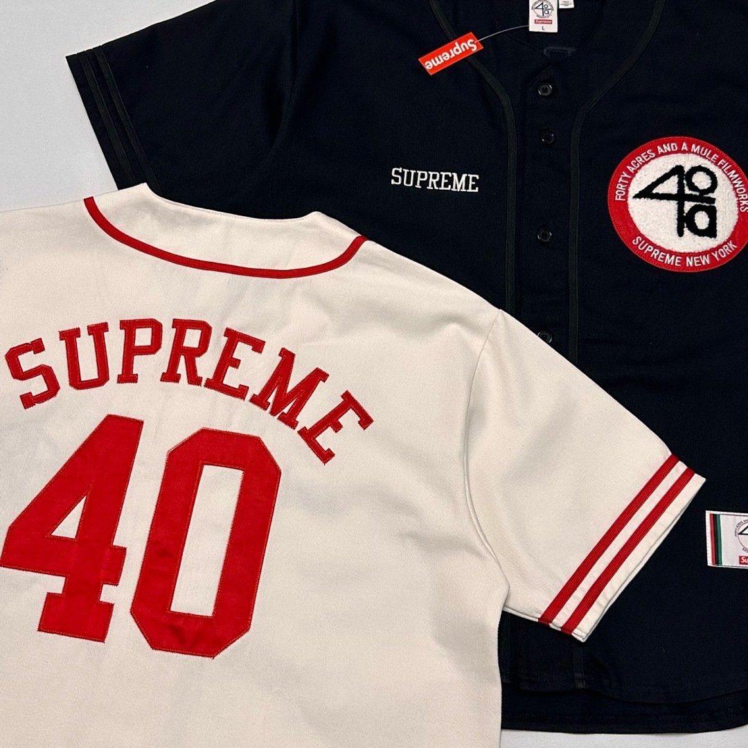 Off-White 268 SS25 40 Acres Twill Baseball Jersey LOGO Short Sleeve Black Off White S-XL - Image 15