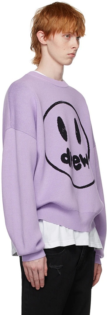 Drew House 218 DREW HOUSE LAVANDER Logo Floral Solid Long Sleeve Fleece Grey Purple S M L - Image 17