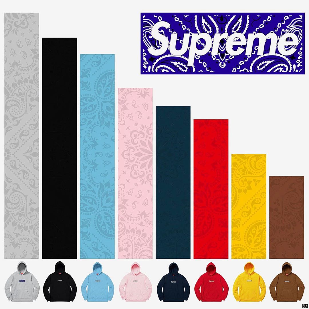 Supreme 248 Fruit Floral Embroidered Label SUP Bandana Box Logo Hooded Sweatshirt BOXLOGO Velvet Black Grey Red Pink Sky Blue S-XL S303# - Image 95