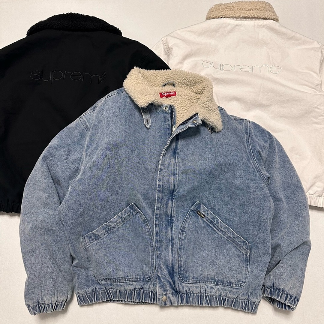 Supreme 598 24Fw Faux Shearling Lined Bomber Jacket Velvet Black White Water Blue S-XL - Image 29