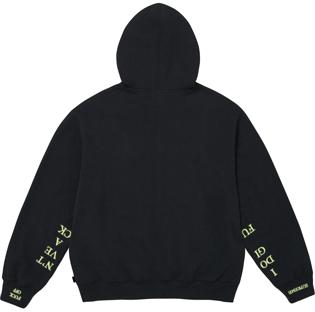 Supreme 378 FW25 IDGAF ZIP UP HOODED Embroidered (Black Grey) - Image 33