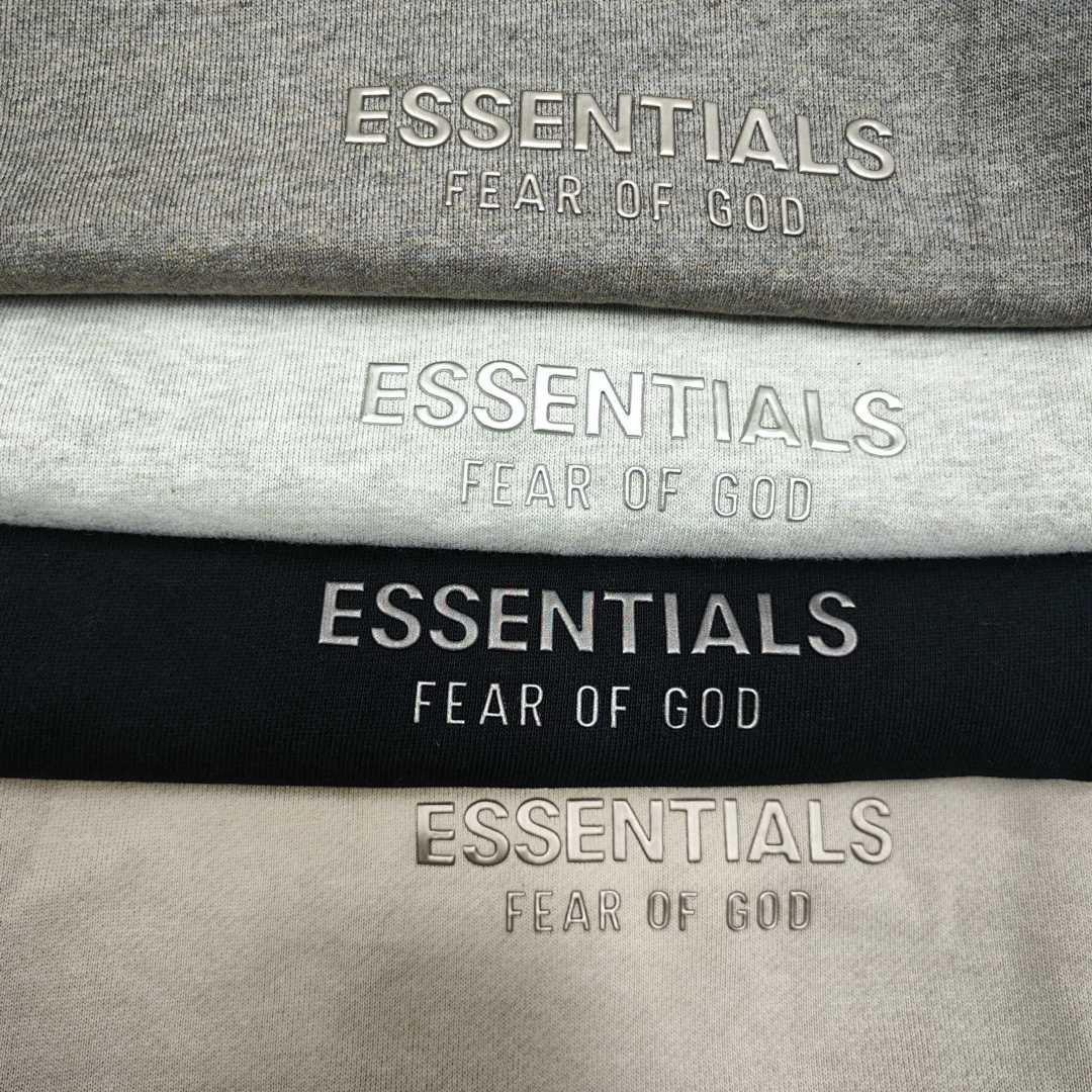 Essentials 148 Ess SS25 Classic Hoodie Label Print Short Silk Silver Gum Black Grey Brown Oatmeal XS-XL - Image 75
