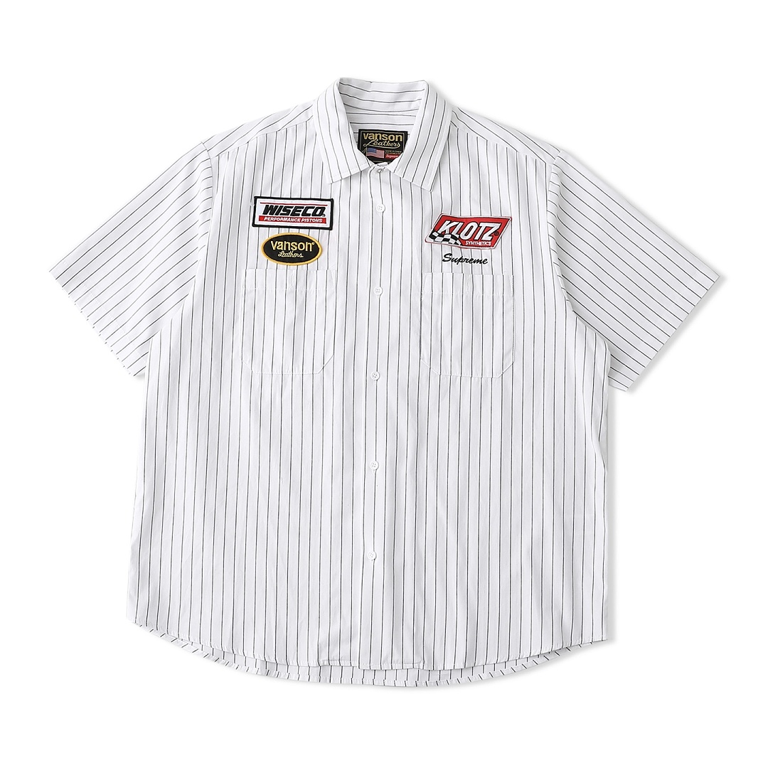 Supreme 338 FW25 WEEK8 S/S Work Shirt Leather Label Floral Striped Short Sleeve : Black Pink White S M L - Image 25